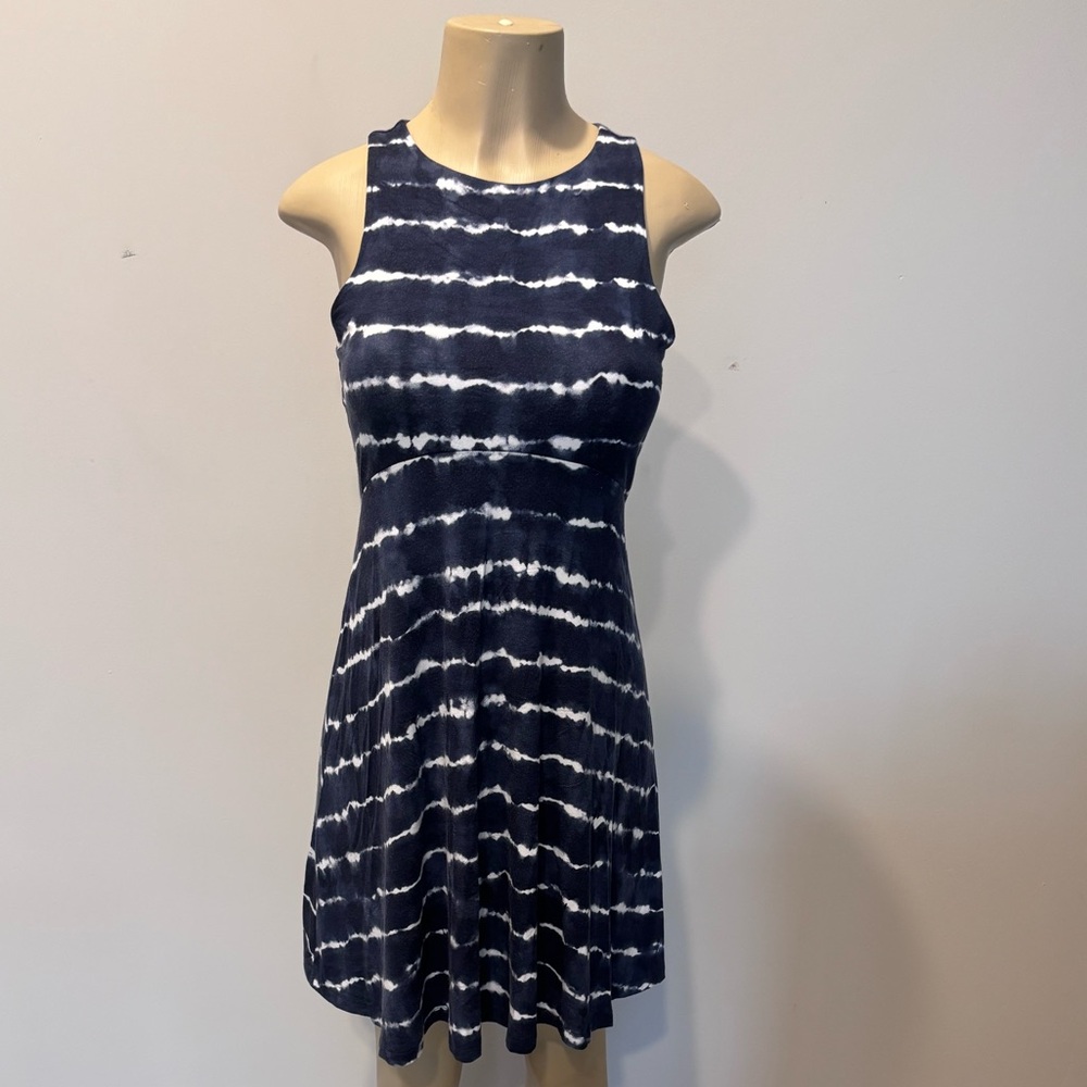 Athleta Navy Tie Dye Sleeveless Skater Dress – Size Small